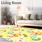Playful Yellow Abstract Organic Shapes Rug
