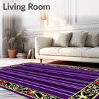 Bold Crimson Starry Bordered Stripes Rug