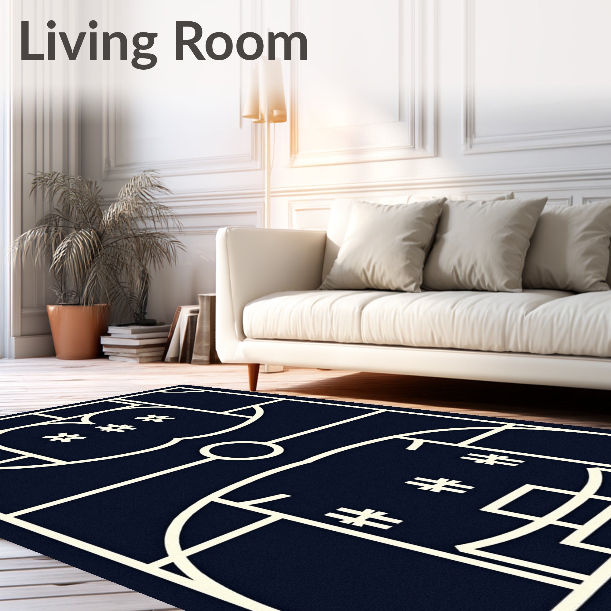 Navy Cream Geometric Art Deco Rug