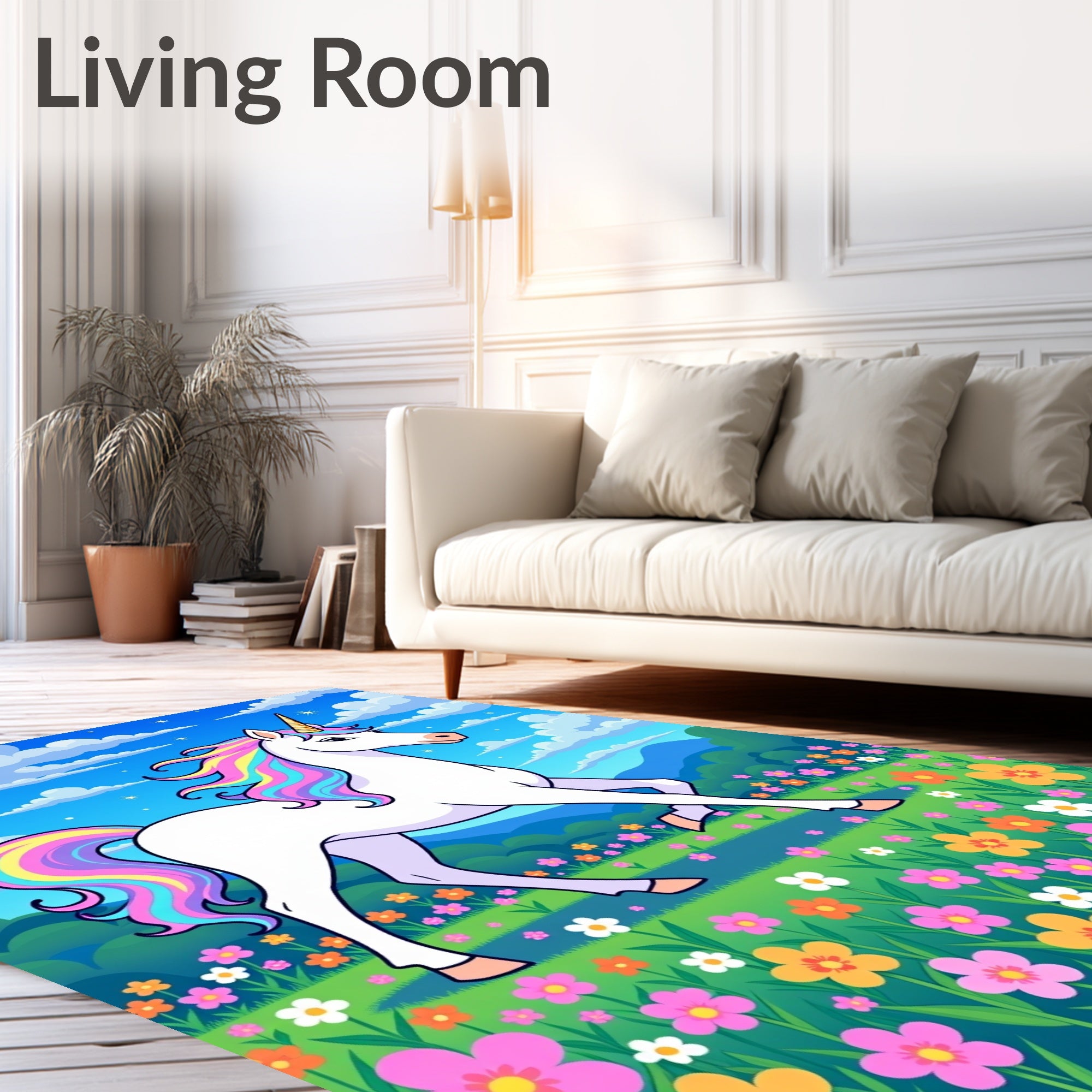 Rainbow Unicorn Meadow Fantasy Rug