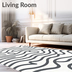 Charcoal Gray Wavy Line Art Rug