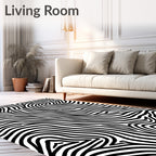 Abstract Wavy Black White Lines Rug
