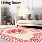 Crimson Sunburst Framed Medallion Rug