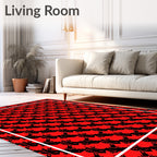 Bold Red Interlocking Geometric Shape Rug