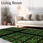 Emerald Green Abstract Organic Grid Rug