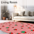 Red Gingham Strawberry Fruit Patch Rug
