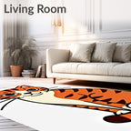 Whimsical Orange Tabby Cat Illustration Rug