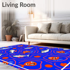 Playful Sharks and Fish Underwater Scene Rug