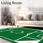 Green Geometric Court Field Rug