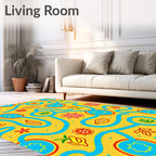 Yellow Abstract Floral Maze Rug