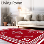 Crimson Red Abstract Trophy Figures Rug