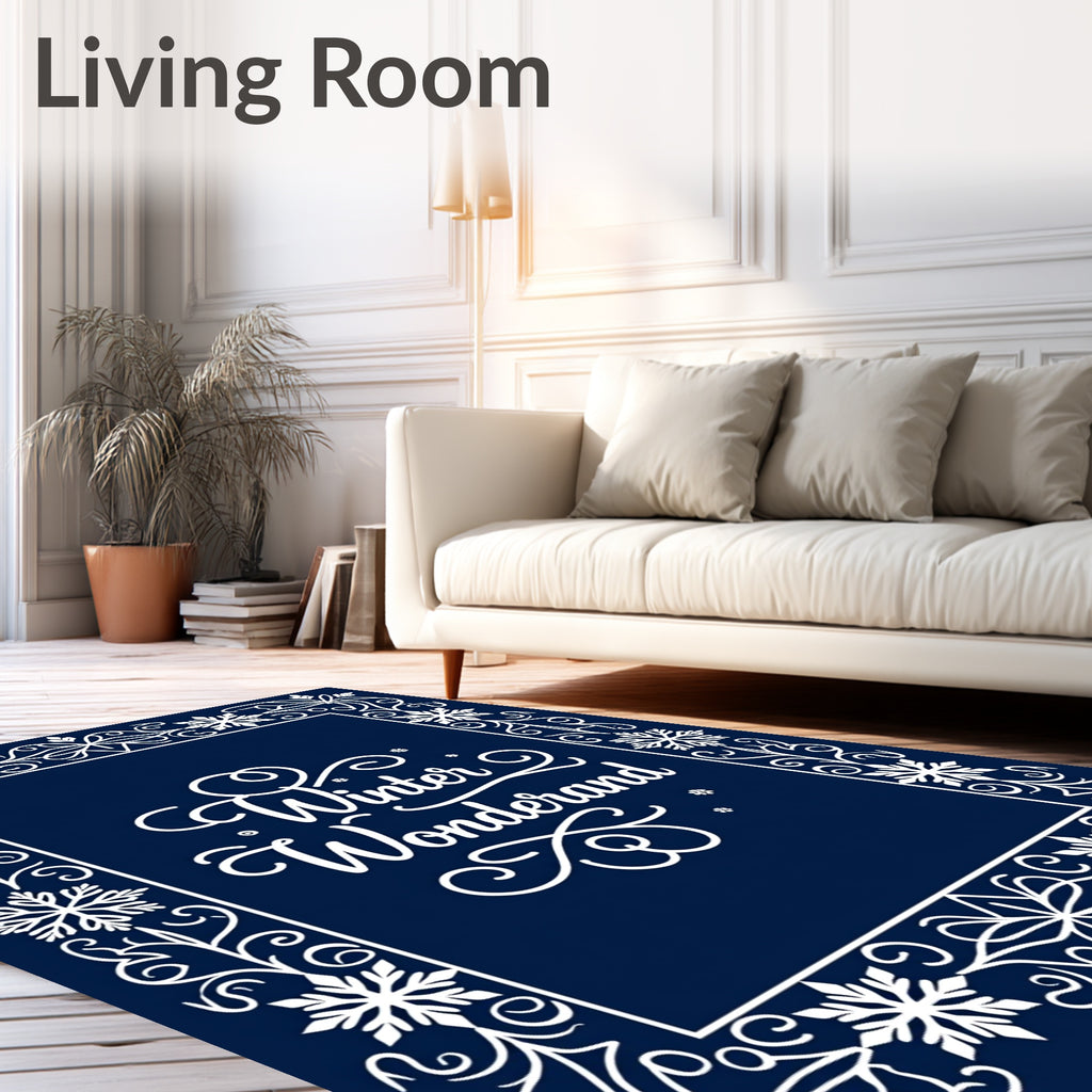 Winter Wonderland Snowflake Frame Rug