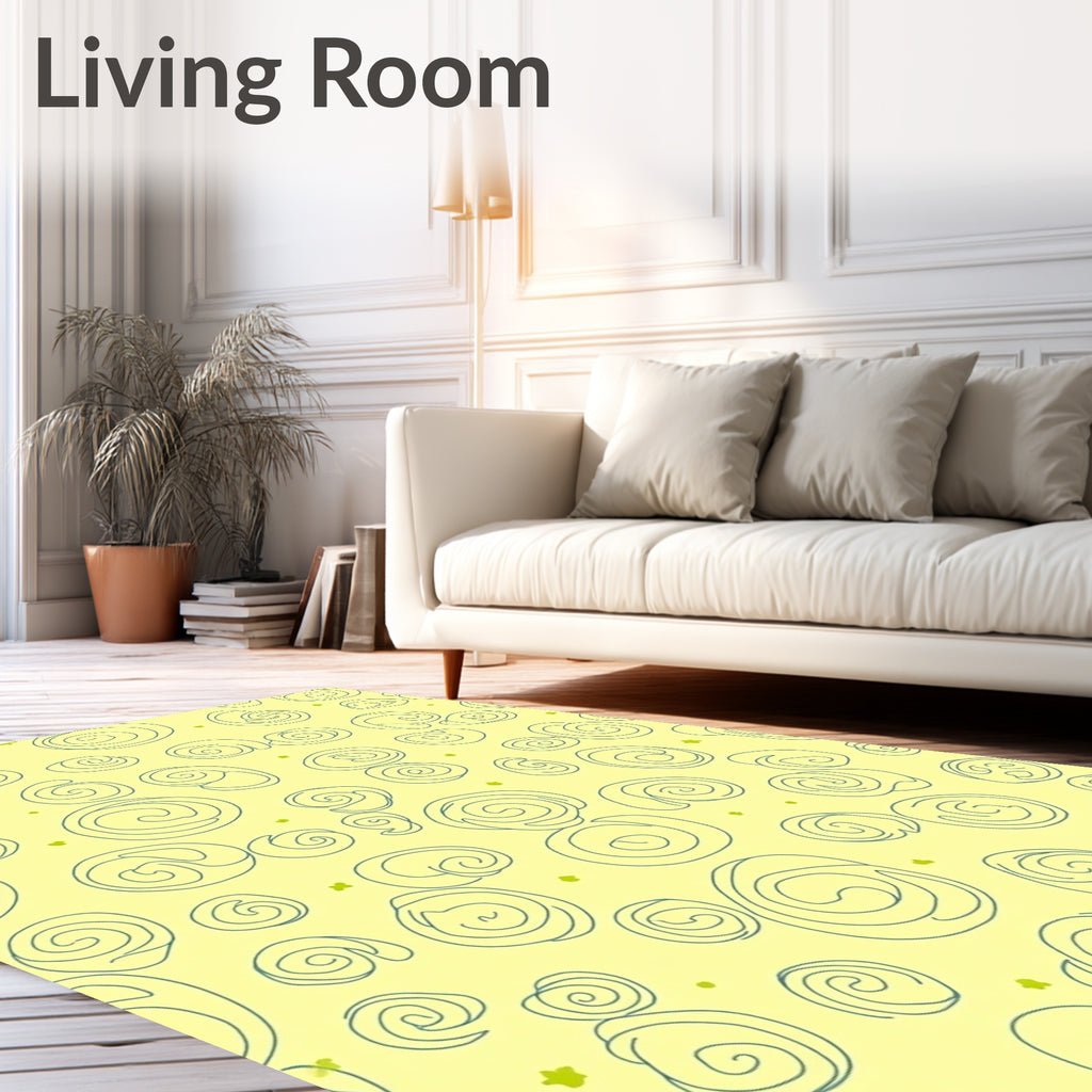 Soft Yellow Swirl Doodle Rug