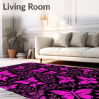 Bright Pink Butterfly Garden Vine Rug