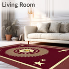 Crimson and Gold Trophy Sunburst Rug