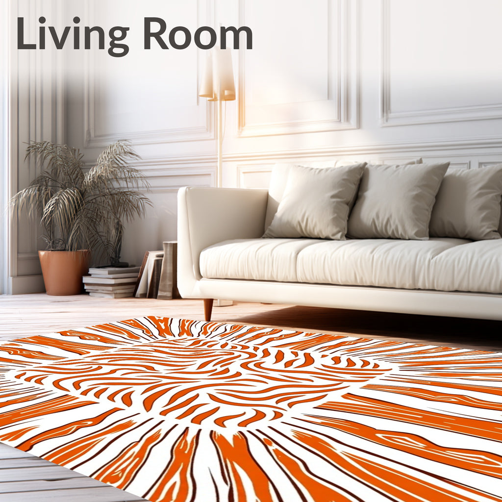 Abstract Orange Wood Grain Rug