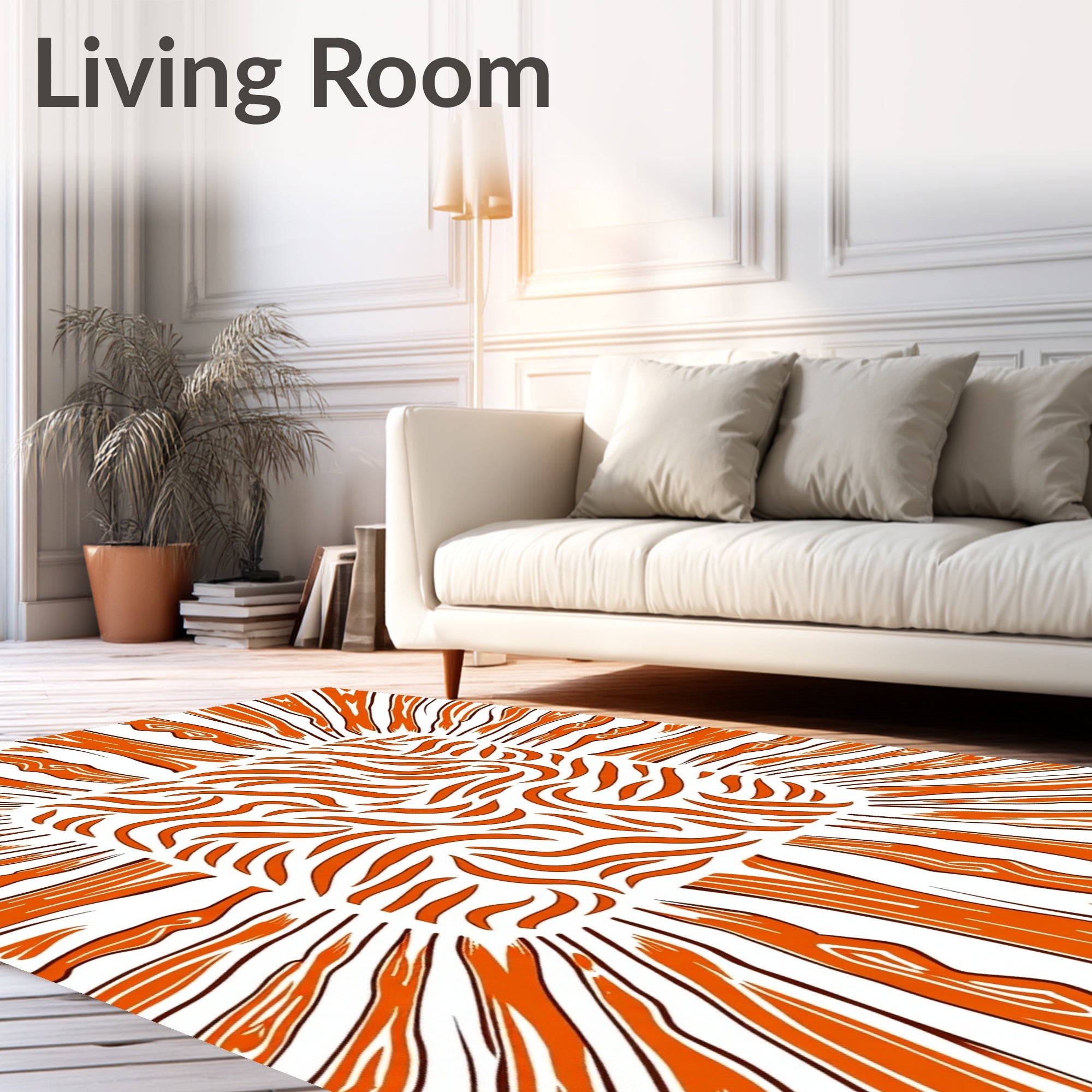 Abstract Orange Wood Grain Rug