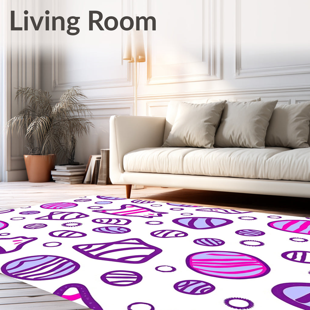Purple Pink Abstract Organic Shapes Rug