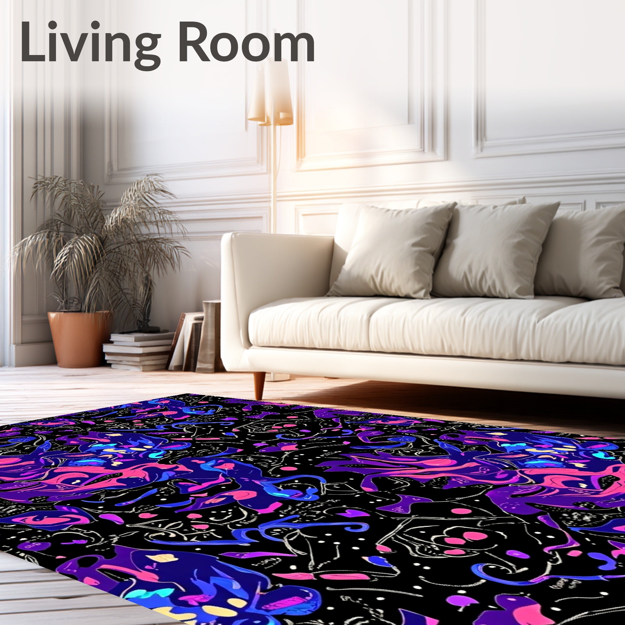 Abstract Purple Pink Swirl Nebula Rug