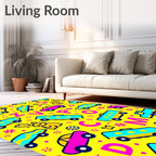 Bright Yellow Cars and Letters Rug