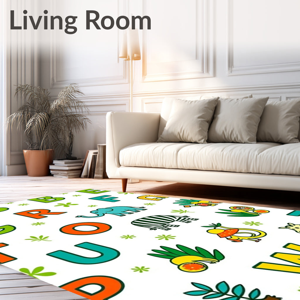Playful Jungle Alphabet Safari Animals Rug