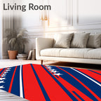 Bold Red Blue White Diagonal Stars Rug