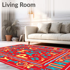 Bold Red Comic Past Geometric Rug