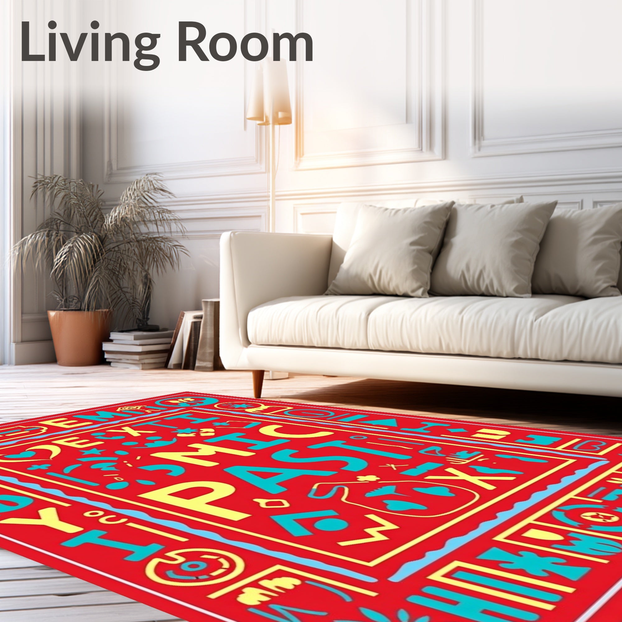 Bold Red Comic Past Geometric Rug