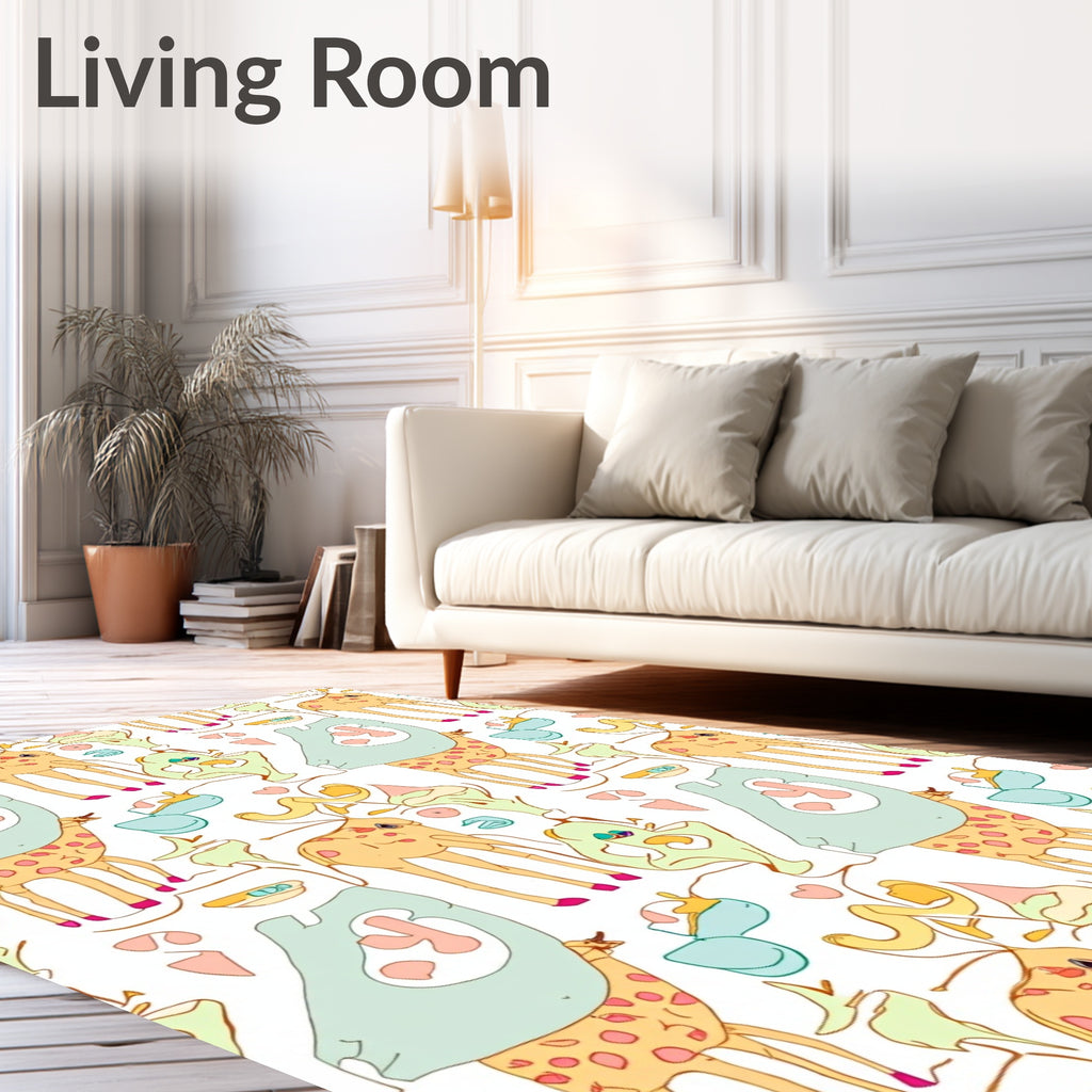 Pastel Giraffe Abstract Collage Rug