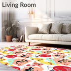 Playful Abstract Faces Red Yellow Blue Rug