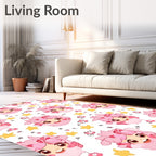 Pink Kawaii Character Starry Repeat Rug