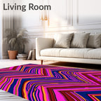 Vibrant Pink Blue Chevron Stripes Rug
