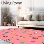 Playful Pink Whimsical Creatures Numbers Rug