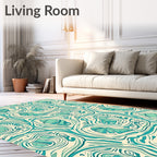 Aqua Organic Swirl Abstract Rug