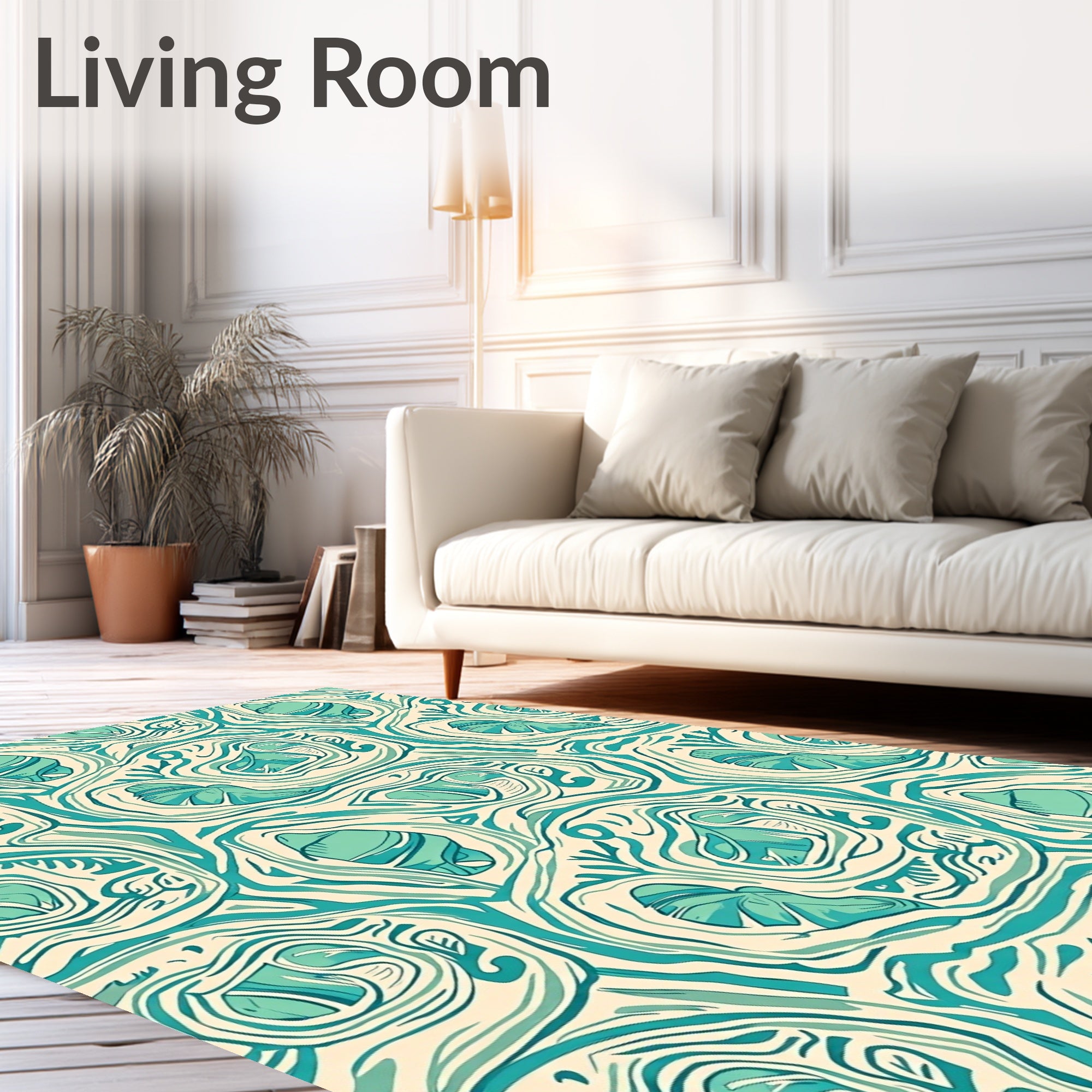 Aqua Organic Swirl Abstract Rug