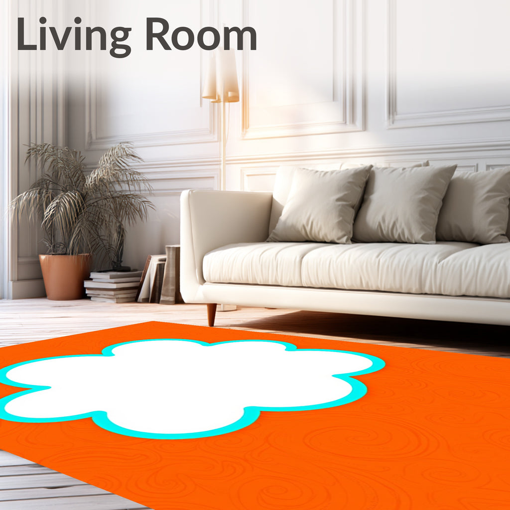 Orange Swirl Cloud Outline Rug