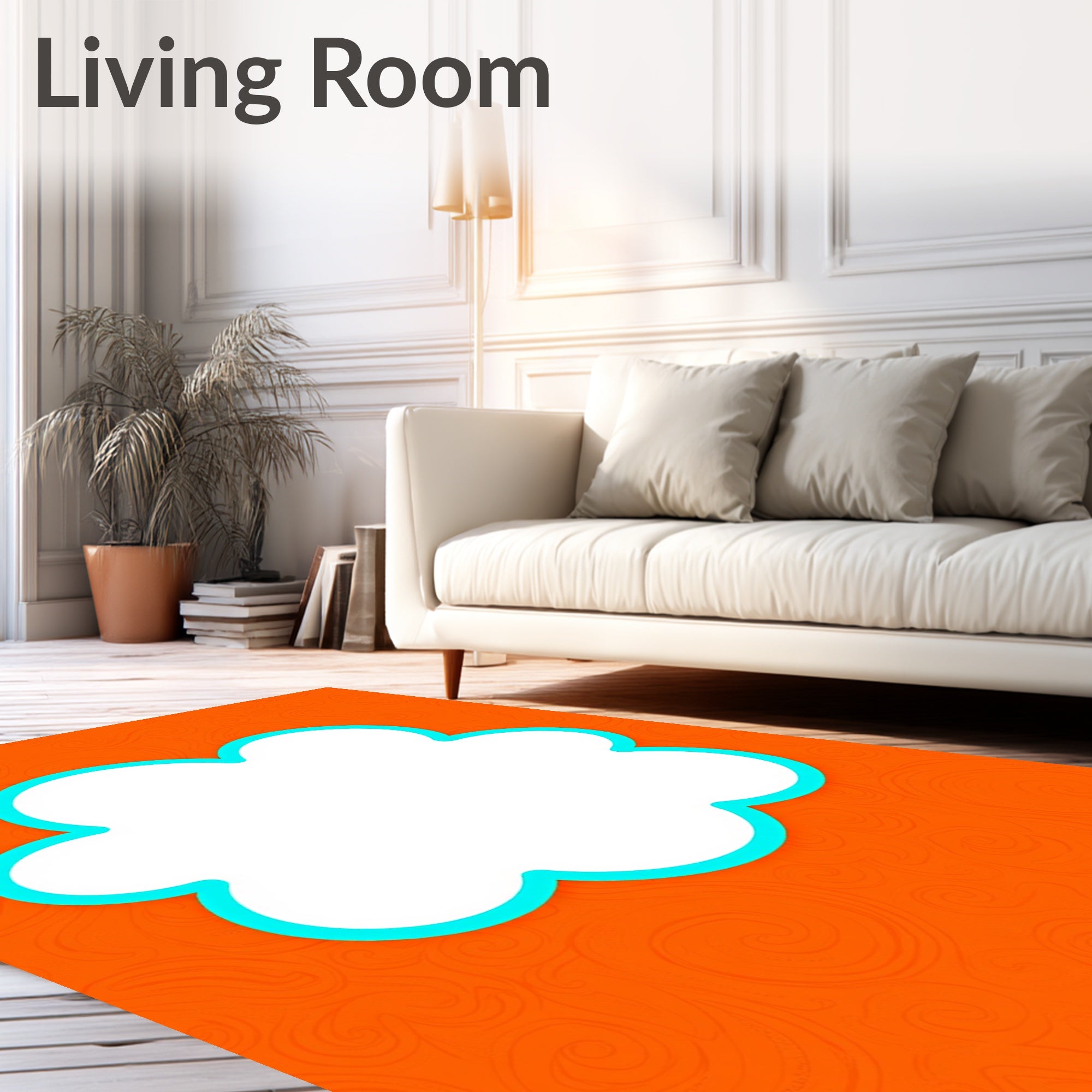 Orange Swirl Cloud Outline Rug