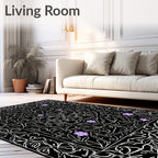 Elegant Violet Floral Vine Medallion Rug