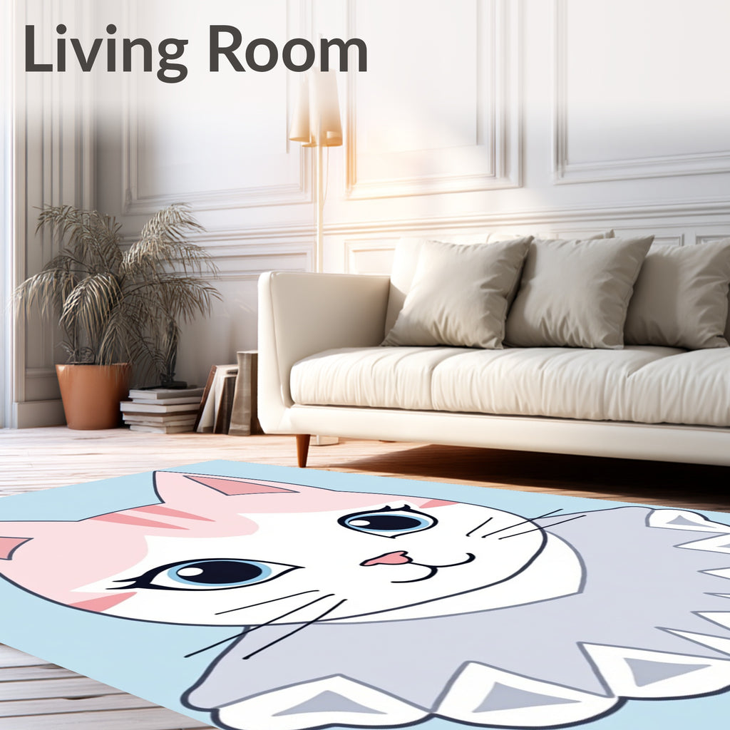 Pink Striped Cat Blue Eyed Collar Rug