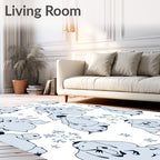 Light Blue Snowman Snowflake Scene Rug
