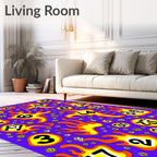 Bold Yellow Flames Number Collage Rug