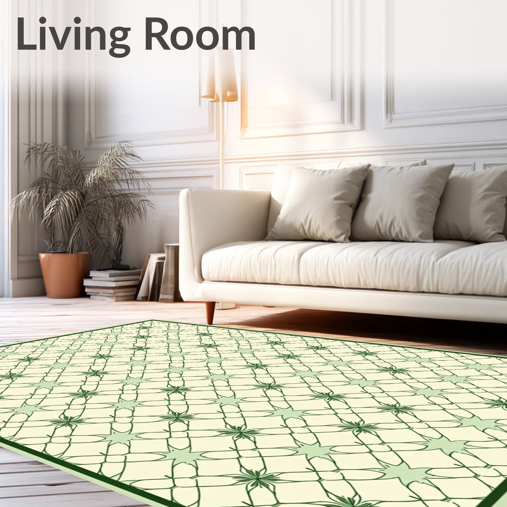 Intertwined Sage Starburst Lattice Rug