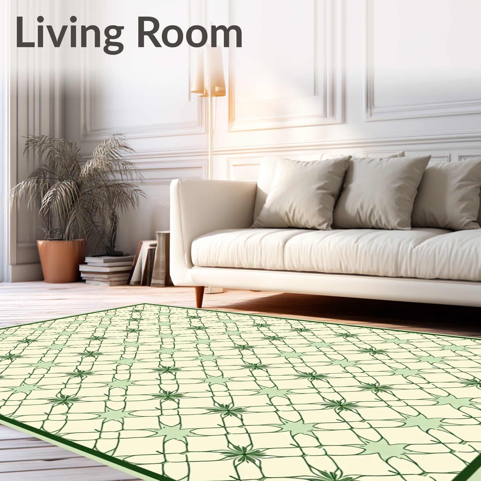 Intertwined Sage Starburst Lattice Rug
