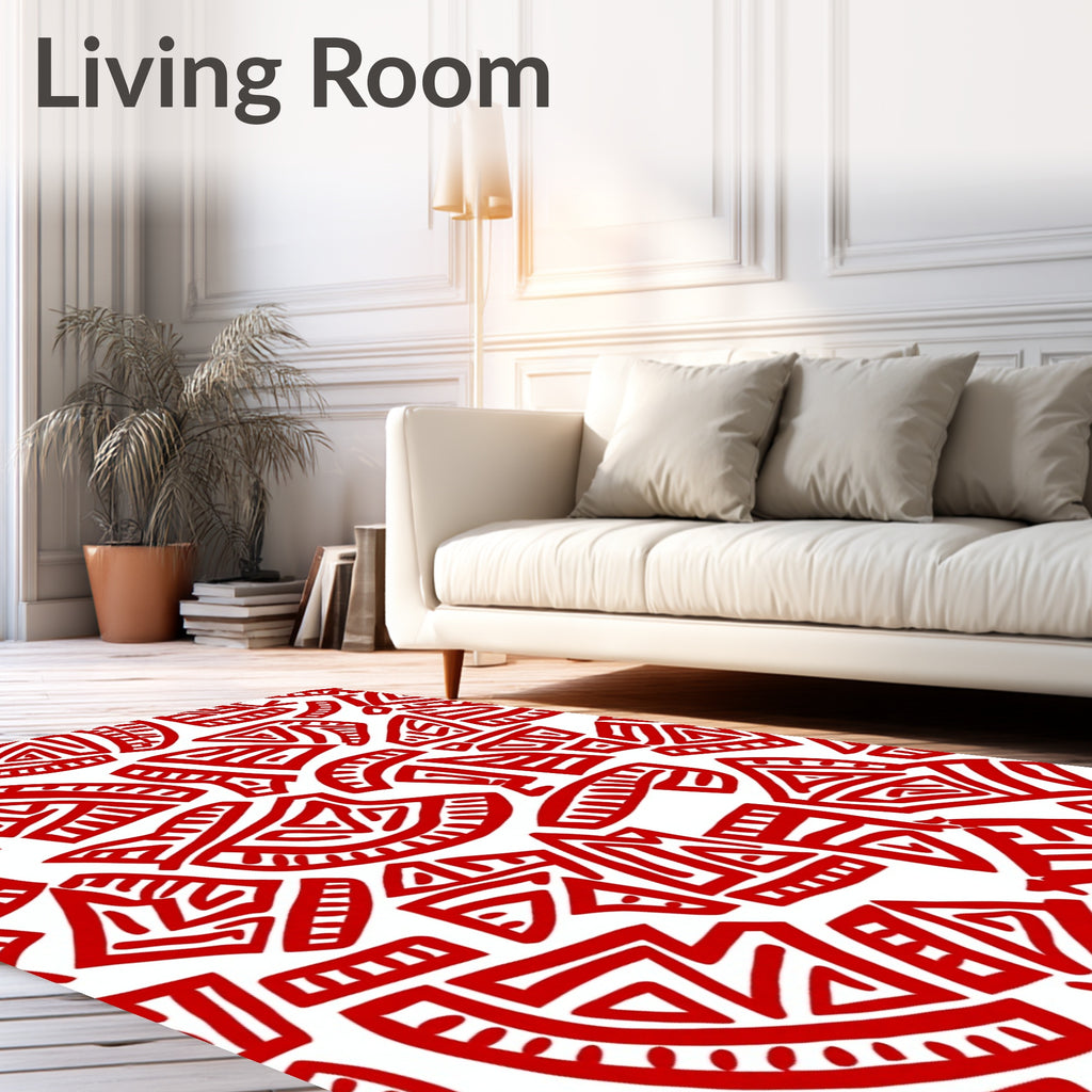 Bold Red Tribal Fragment Rug