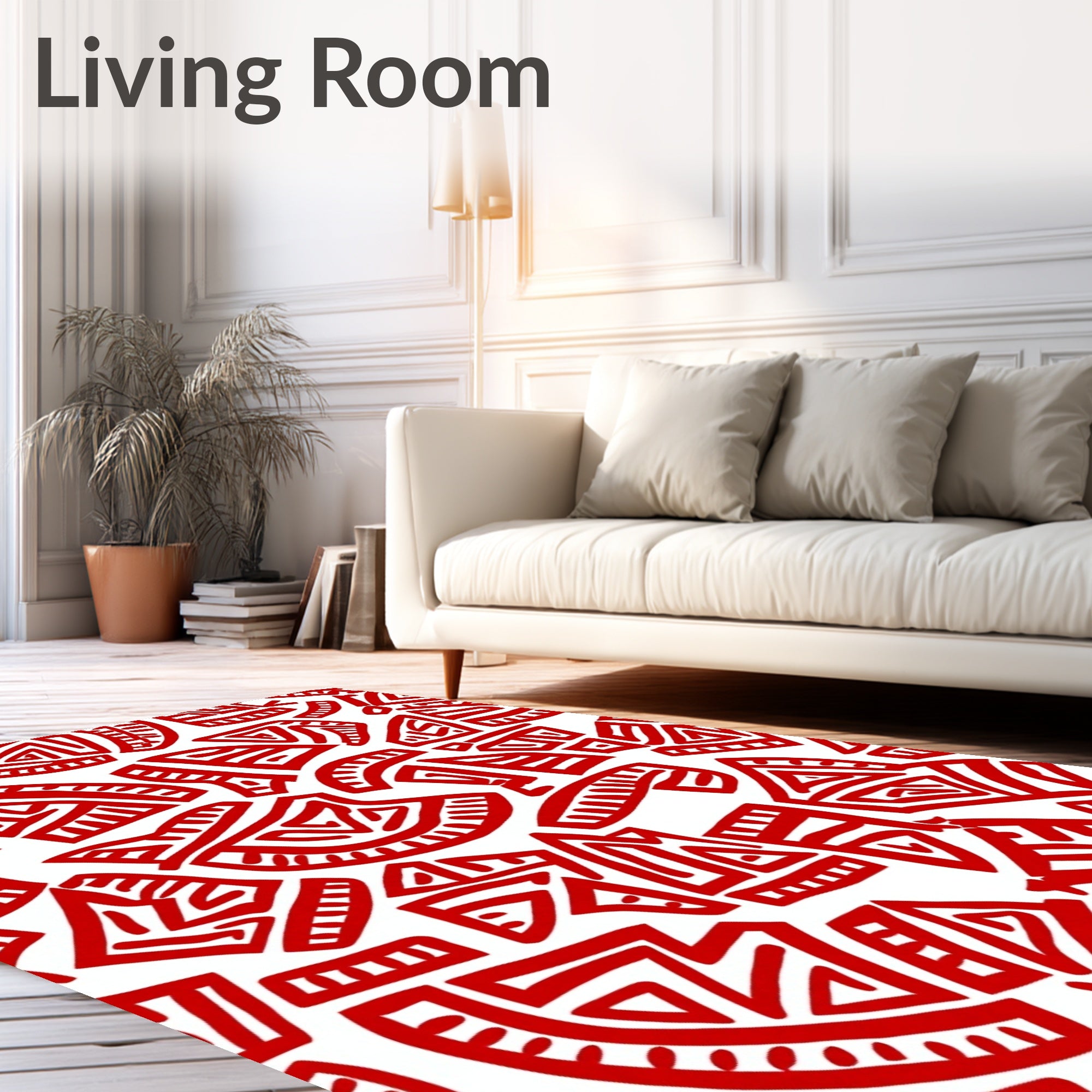 Bold Red Tribal Fragment Rug