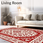 Ornate Crimson Botanical Medallion Rug