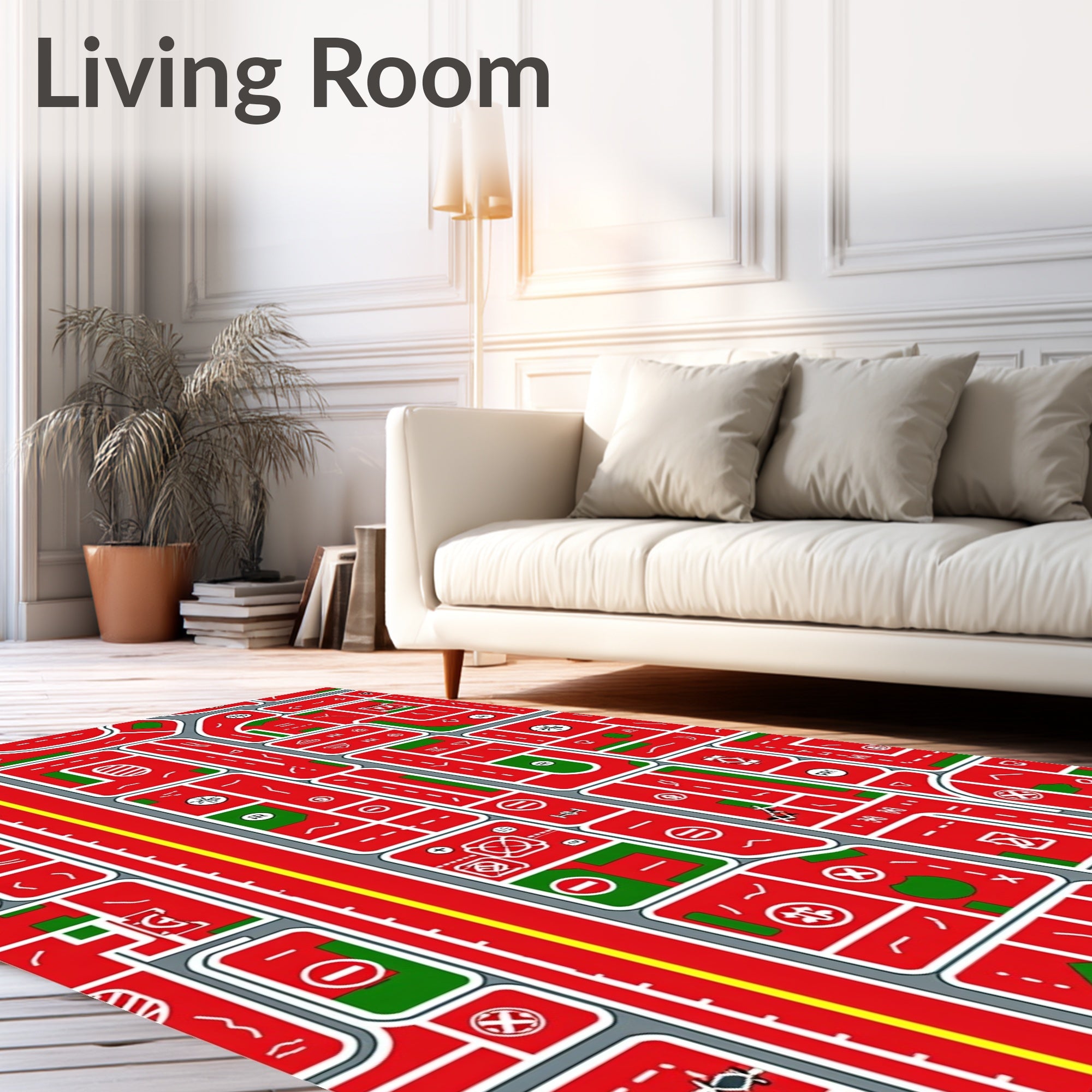 Red Urban Street Cityscape Rug