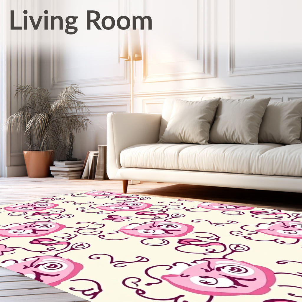 Pink Whimsical Floral Swirl Rug