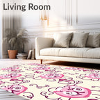 Pink Whimsical Floral Swirl Rug