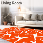Orange and White Abstract Human Movement Rug